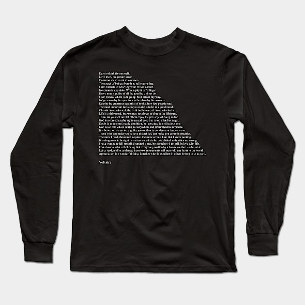 Voltaire Quotes Long Sleeve T-Shirt by qqqueiru